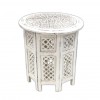 SH120x - Carved Wooden Table, Octagonal Stand (White Wash)